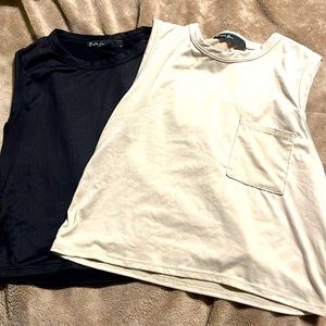 Khaki and black tops